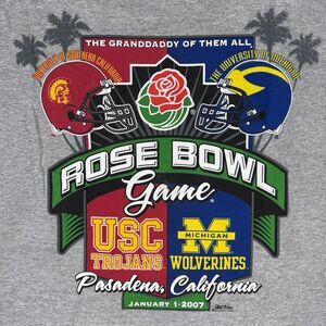 2007 ROSE BOWL USC MICHIGAN T-SHIRT 2XL VINTAGE COLLEGE FOOTBALL NWOT